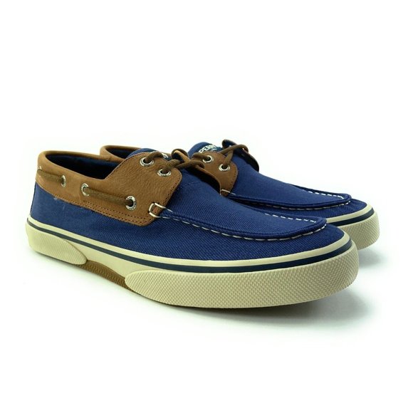 Sperry Men's Halyard 2-Eye Leather Navy Slip On Boat Shoes STS22766 Size 8 Wide - Picture 1 of 9